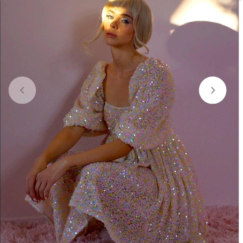 Selkie Rainbow Sequin Puff dress - NWT - small